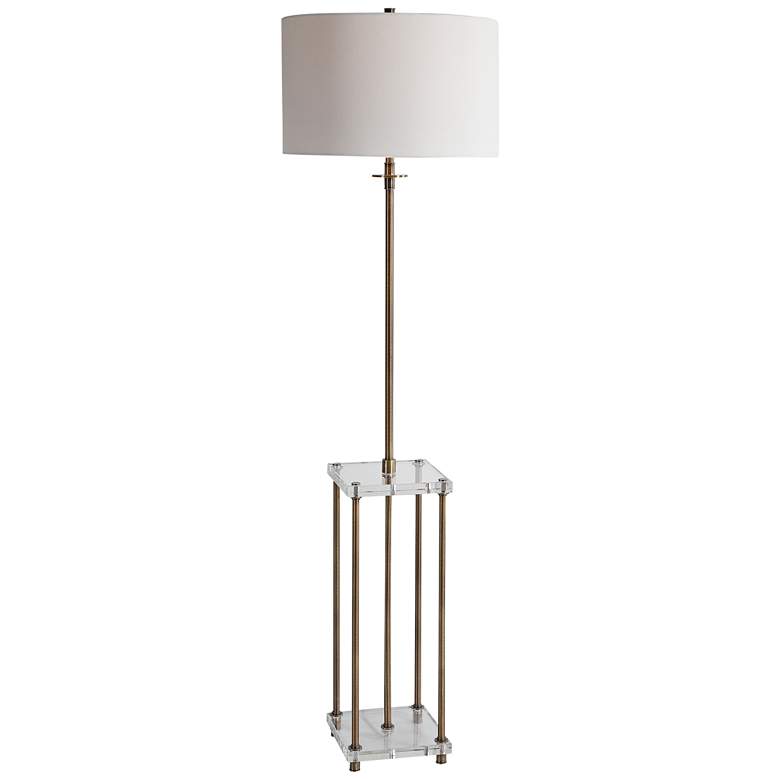 Image 5 Uttermost Palladian 66 1/2 inch Antique Brass Floor Lamp with Tray Table more views