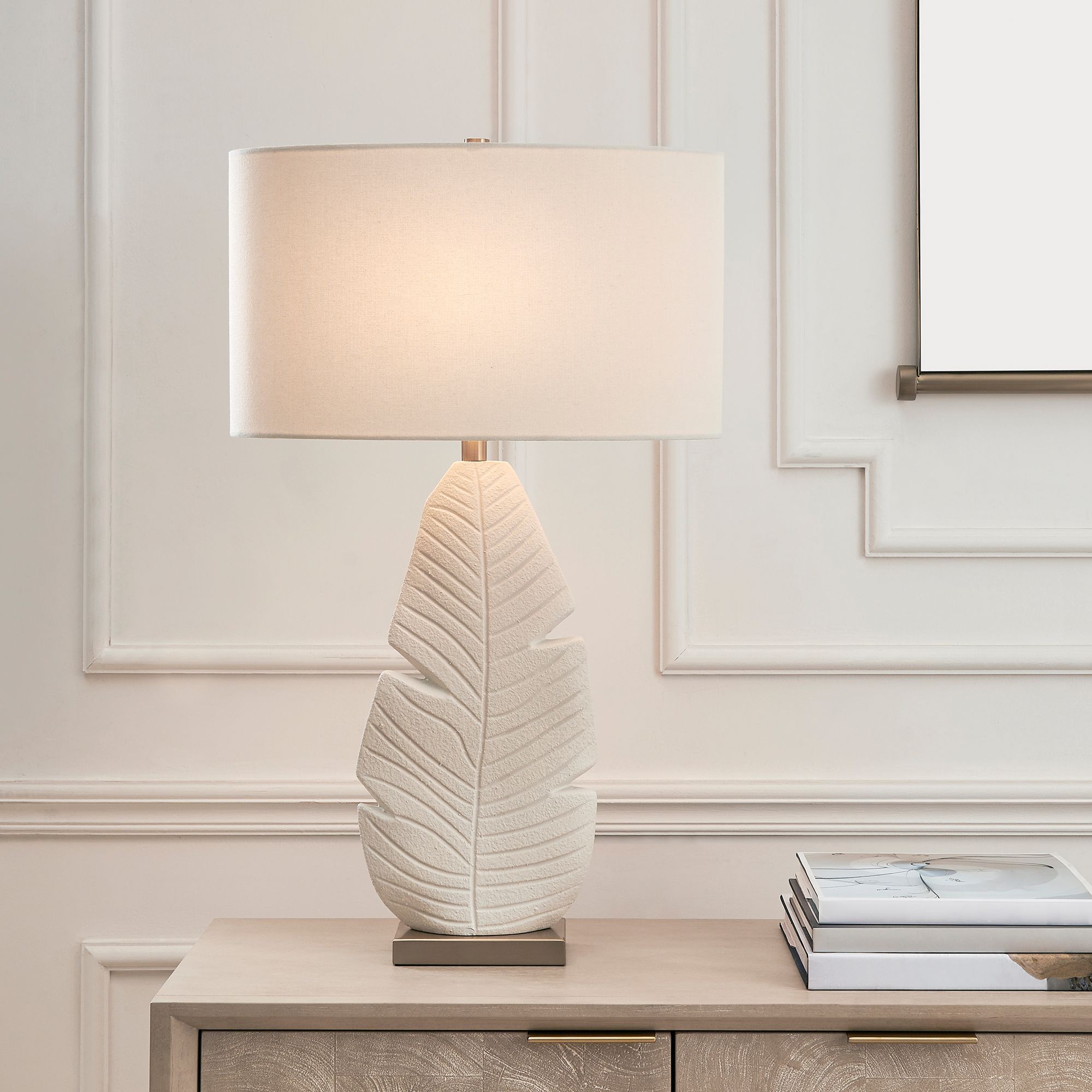 Image 2 Uttermost Palm Leaf 31 1/4" White Ceramic Table Lamp more views