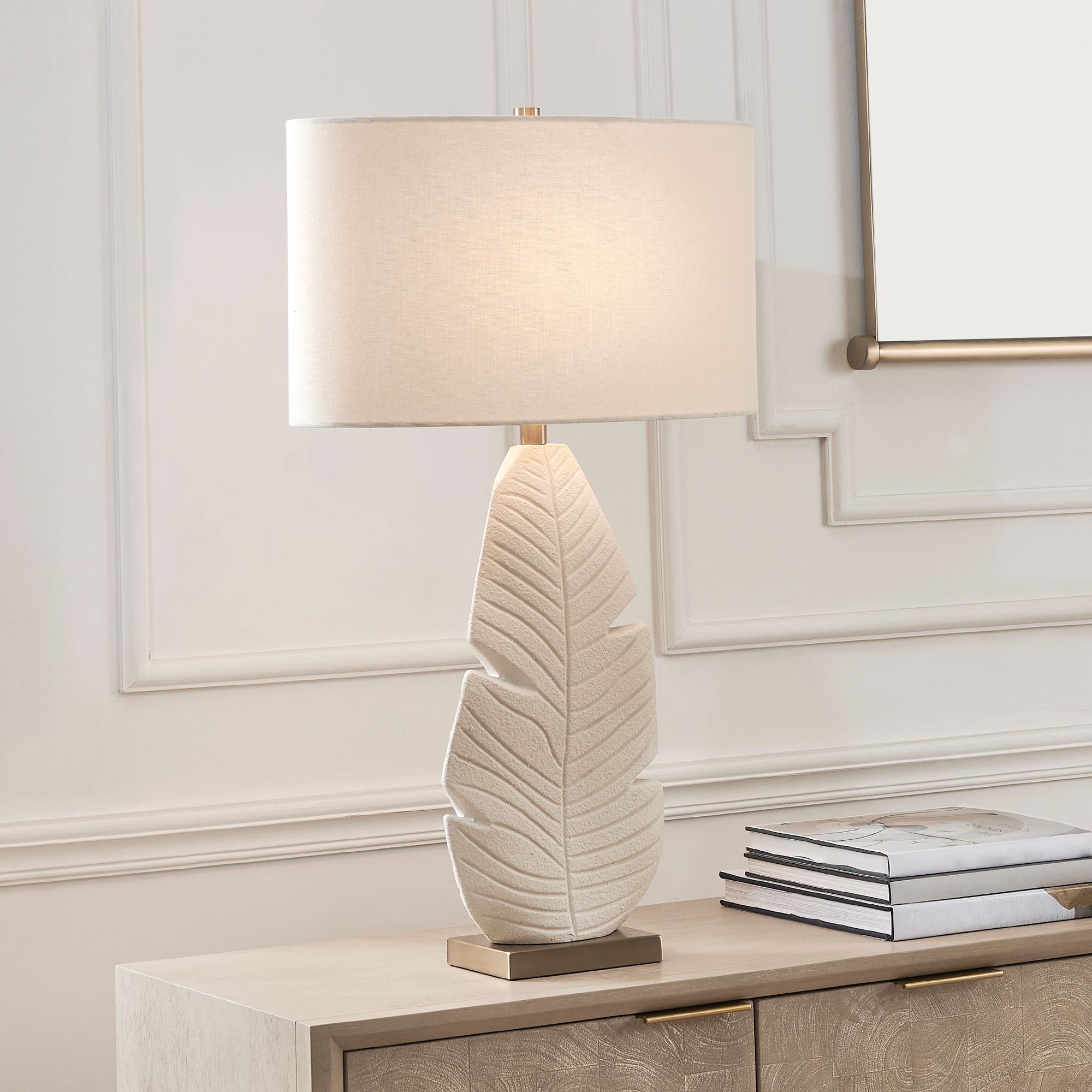 Image 4 Uttermost Palm Leaf 31 1/4" White Ceramic Table Lamp more views