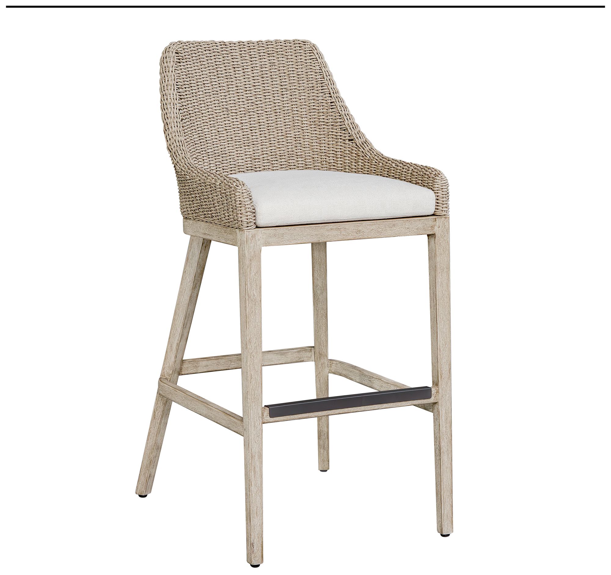 Image 3 Uttermost Paloma Wicher Cushioned Outdoor Bar Stool more views