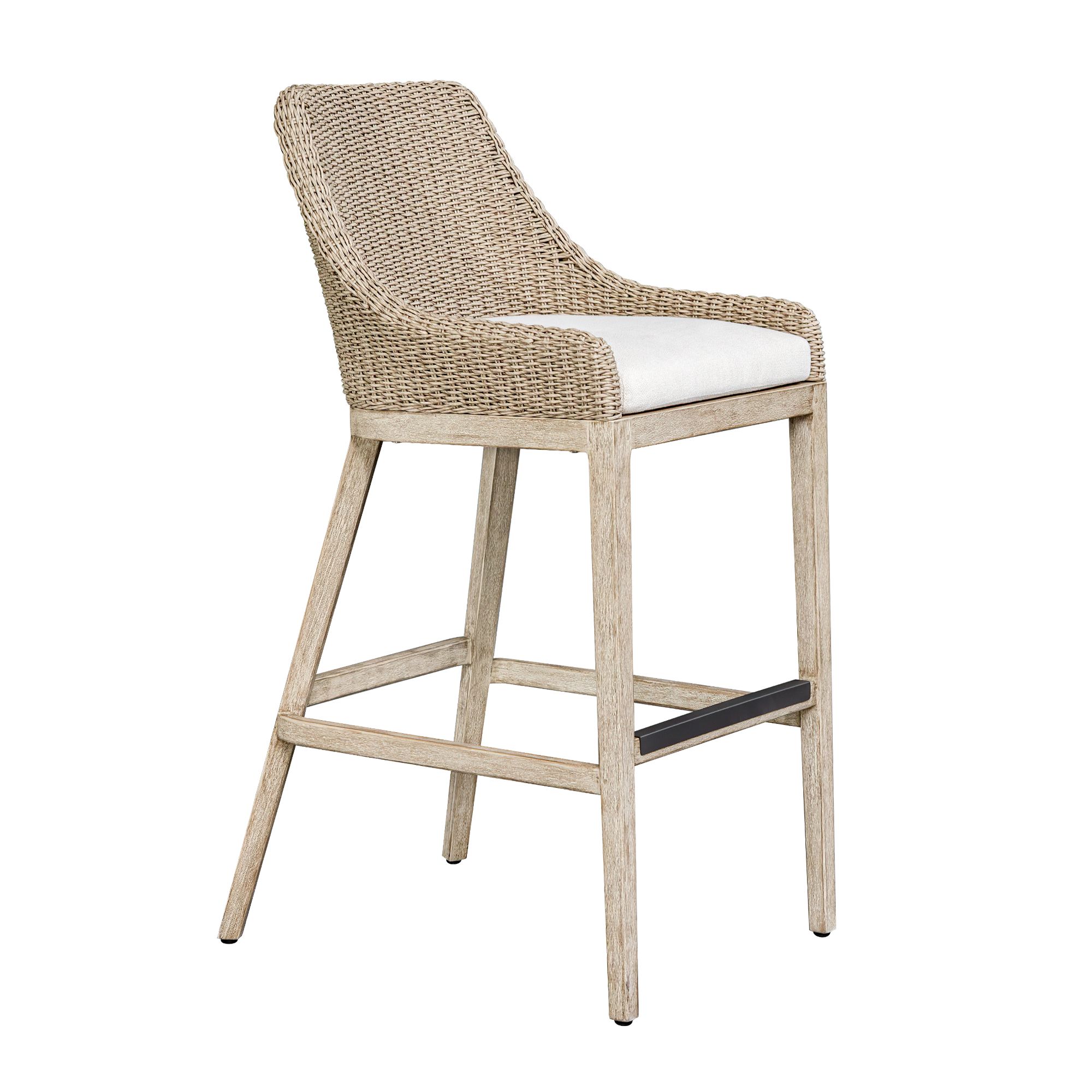 Image 7 Uttermost Paloma Wicher Cushioned Outdoor Bar Stool more views