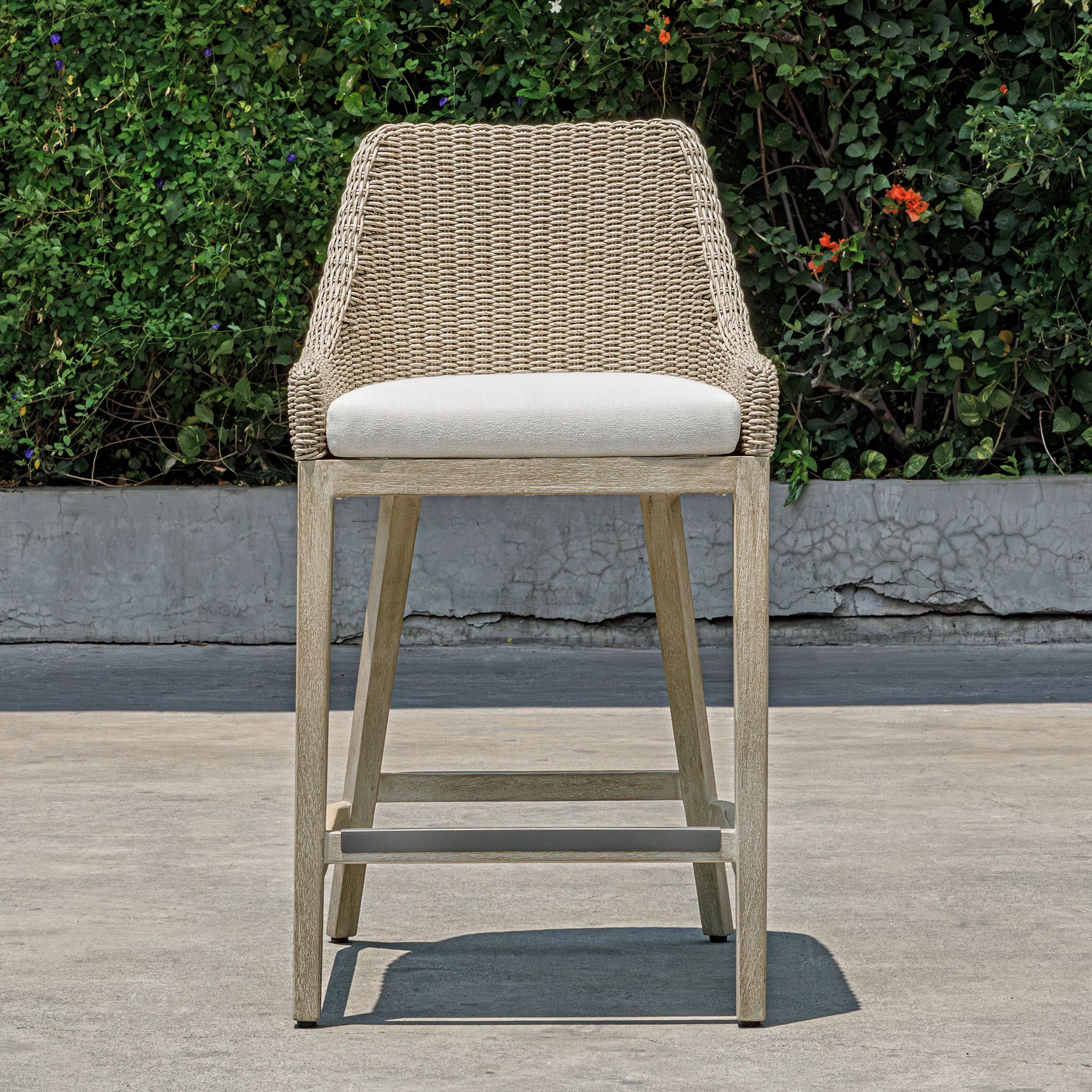 Uttermost Paloma Wicker Cushioned Outdoor Counter Stool