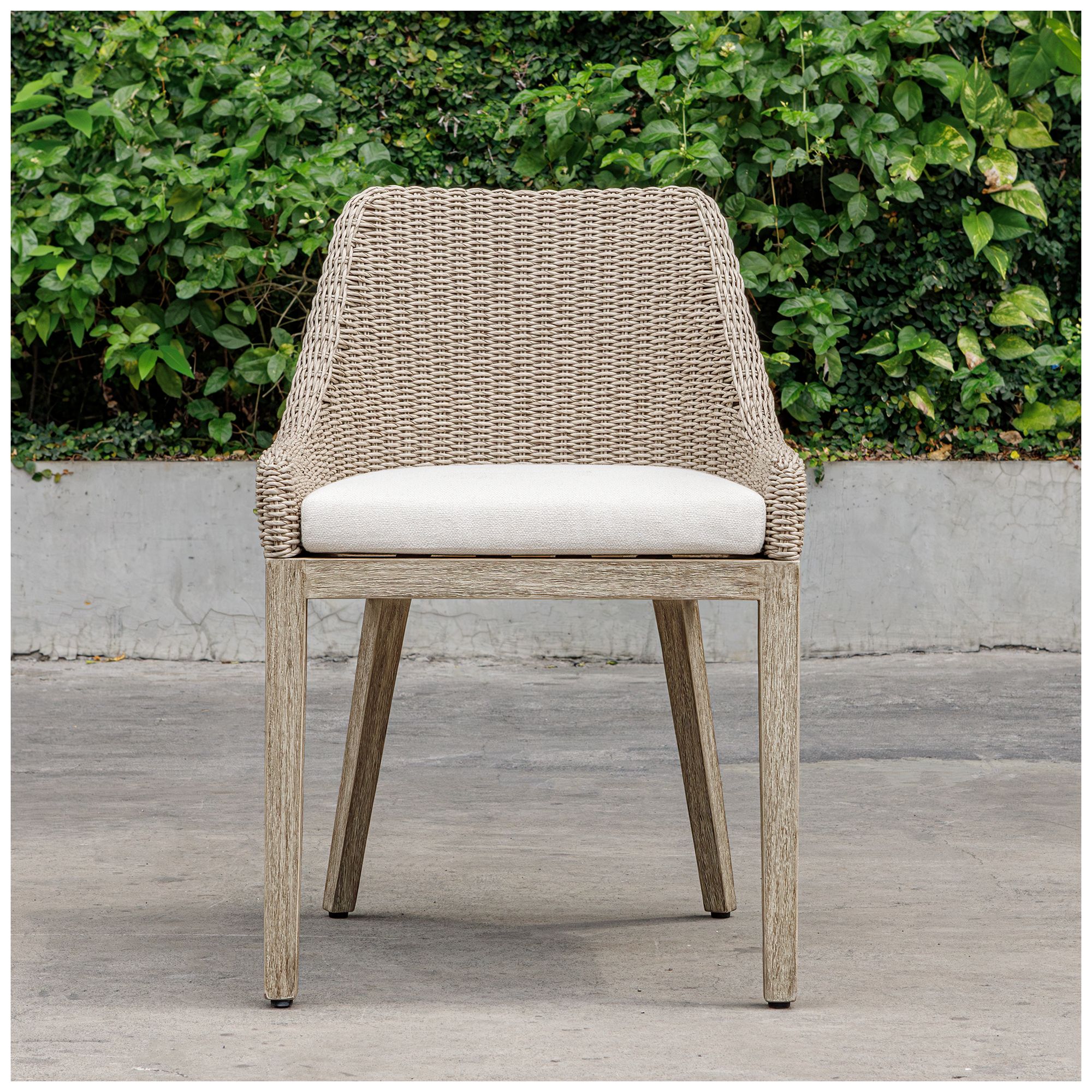 Image 3 Uttermost Paloma Wicker Cushioned Outdoor Dining Chair more views