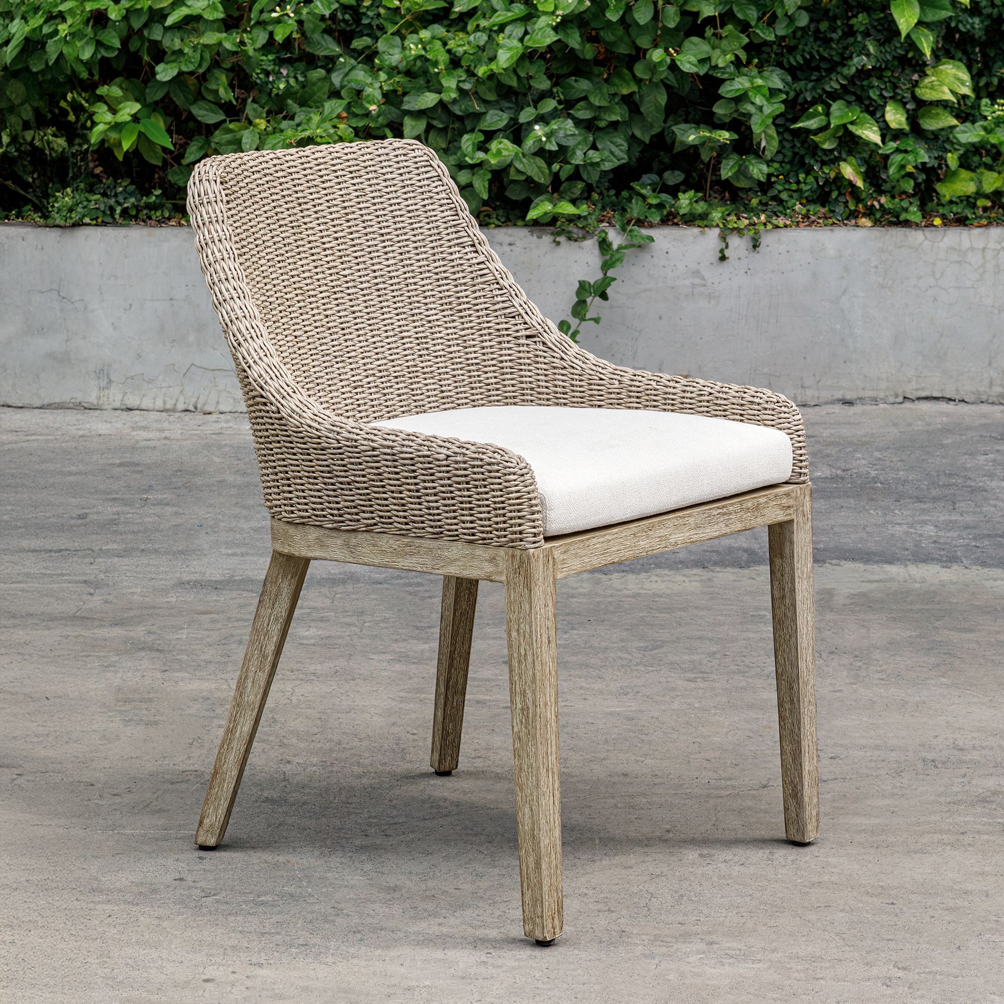 Image 7 Uttermost Paloma Wicker Cushioned Outdoor Dining Chair more views