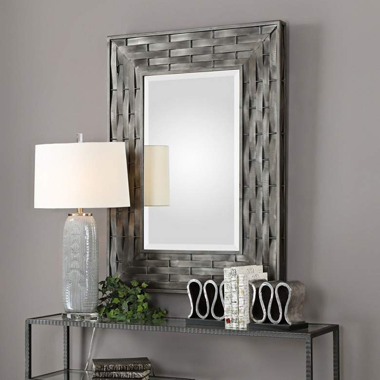 Image 1 Uttermost Pantano Natural Basket Weave 33 inch x 45 inch Wall Mirror