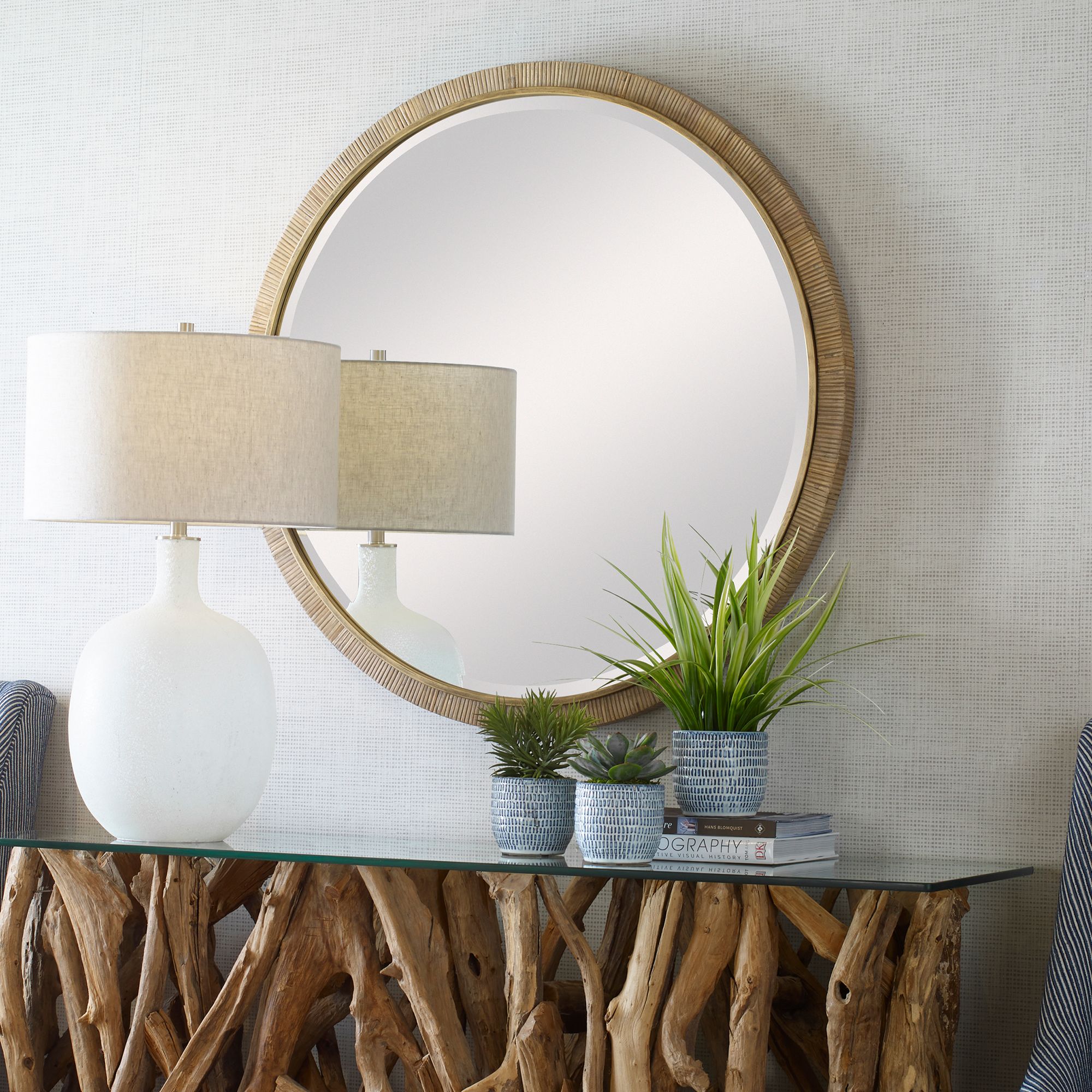 Image 3 Uttermost Paradise 39 1/4" Wide Round Rattan Wall Mirror more views