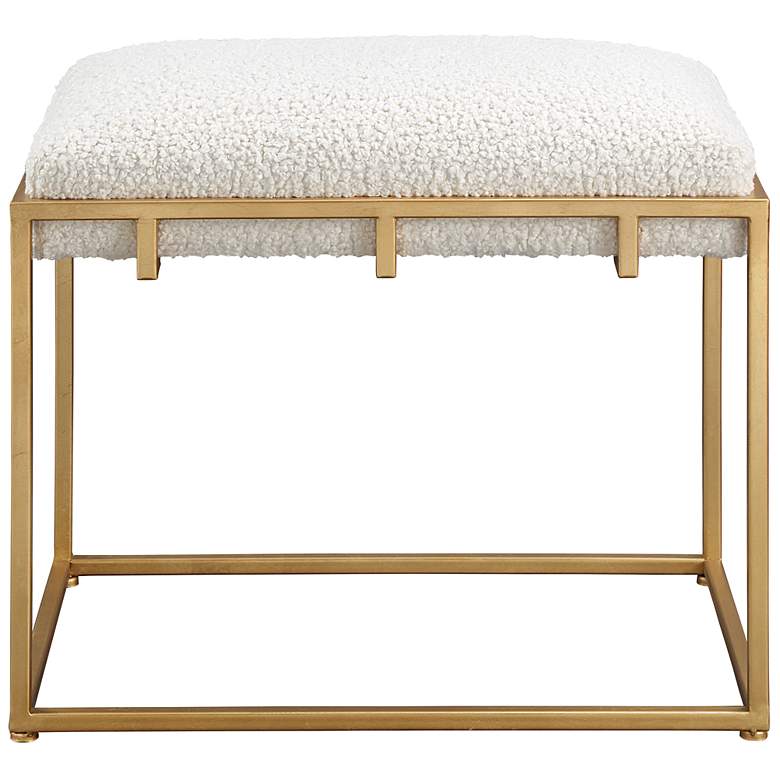 Image 2 Uttermost Paradox 23 1/2" Wide White Faux Shearling Small Bench