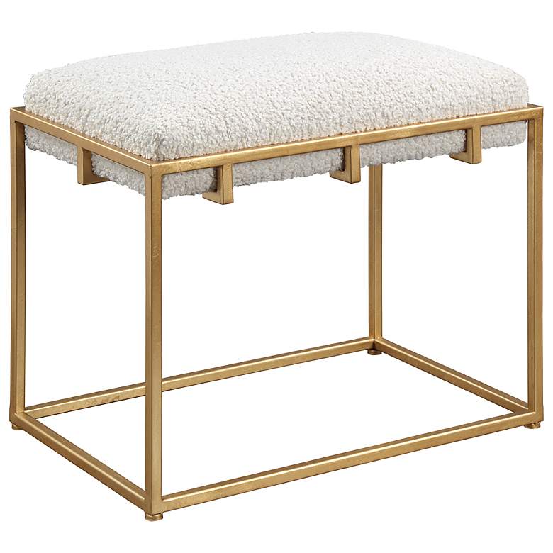 Image 3 Uttermost Paradox 23 1/2" Wide White Faux Shearling Small Bench more views