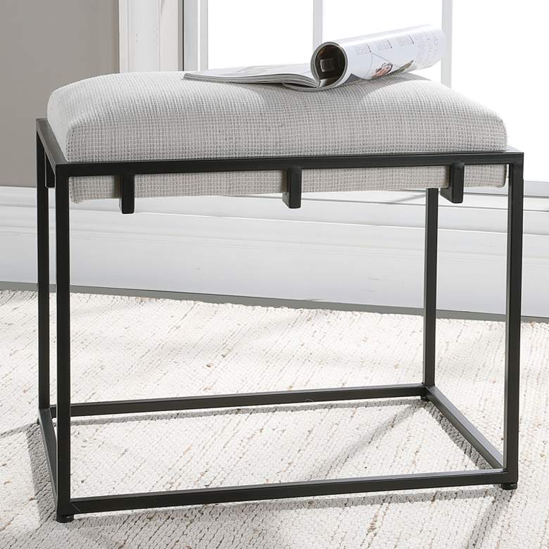 Image 1 Uttermost Paradox 24 inch Wide Matte Black and White Small Bench