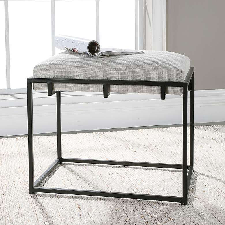 Image 1 Uttermost Paradox 24 inch Wide Matte Black and White Small Bench