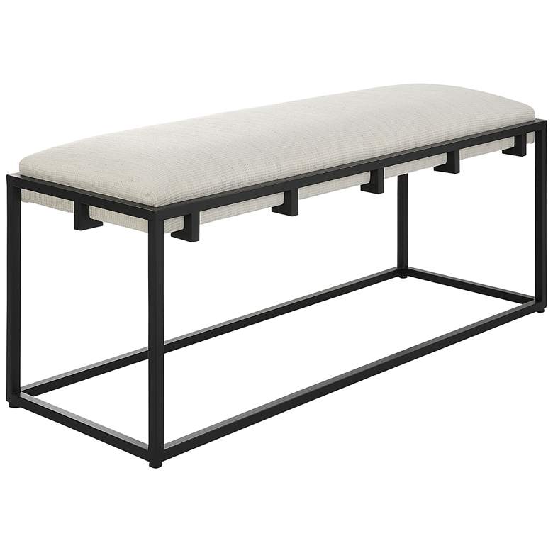 Image 2 Uttermost Paradox 47 inch Wide Black Iron and White Fabric Bench