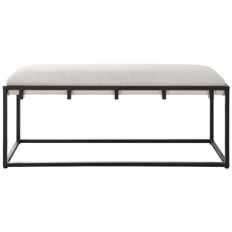 Image 2 Uttermost Paradox 47 inch Wide Black Iron and White Fabric Bench