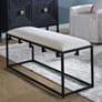 Uttermost Paradox 47" Wide Black Iron and White Fabric Bench