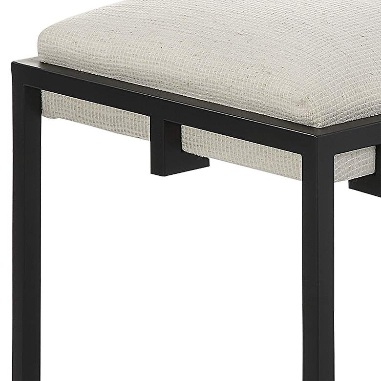 Image 3 Uttermost Paradox 47 inch Wide Black Iron and White Fabric Bench more views