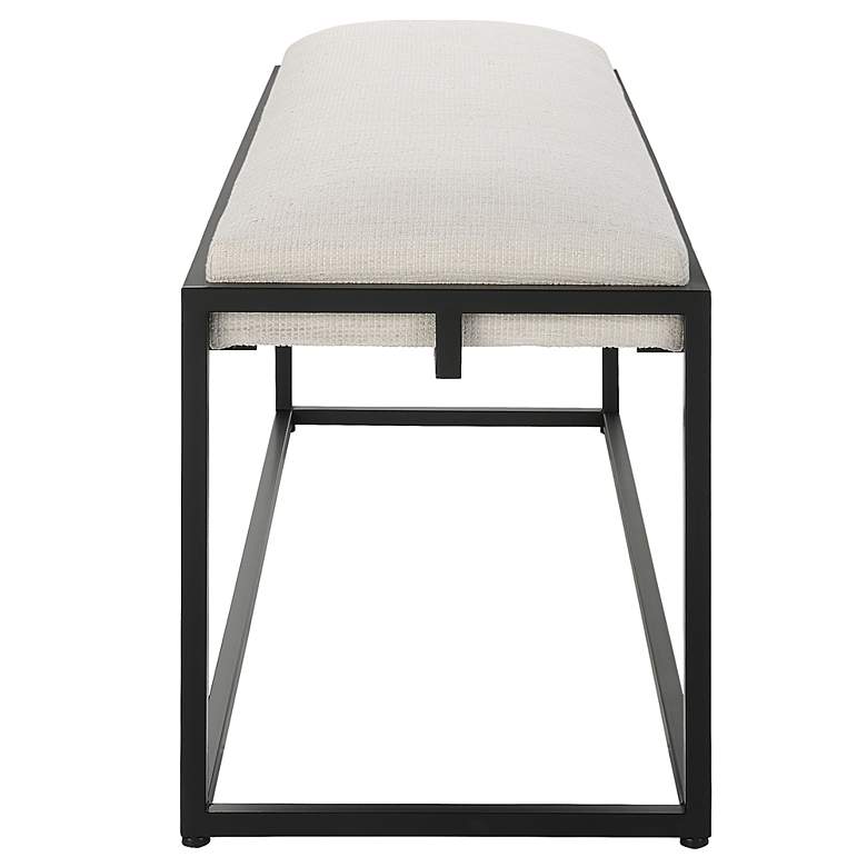 Image 4 Uttermost Paradox 47" Wide Black Iron and White Fabric Bench more views