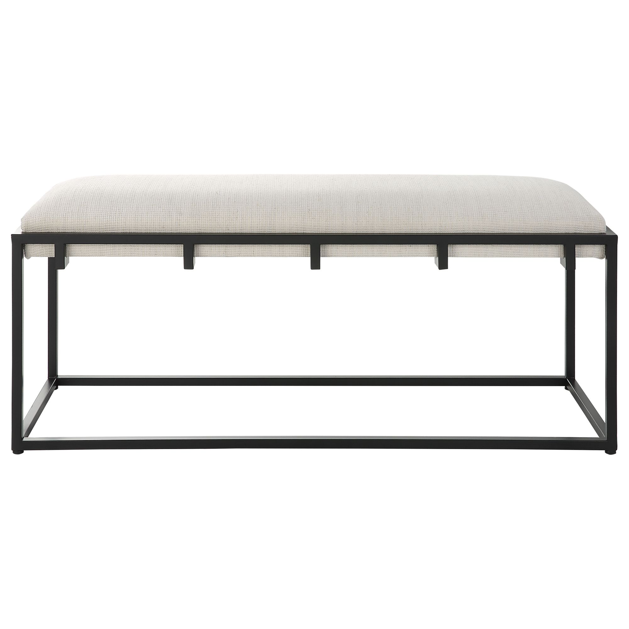 Image 6 Uttermost Paradox 47" Wide Black Iron and White Fabric Bench more views