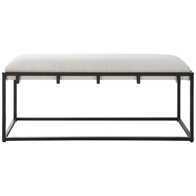 Image 6 Uttermost Paradox 47 inch Wide Black Iron and White Fabric Bench more views