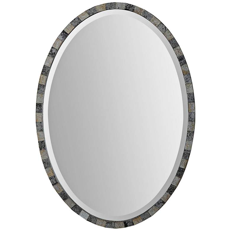 Image 1 Uttermost Paredes Antiqued 21 inch x 29 inch Oval Wall Mirror