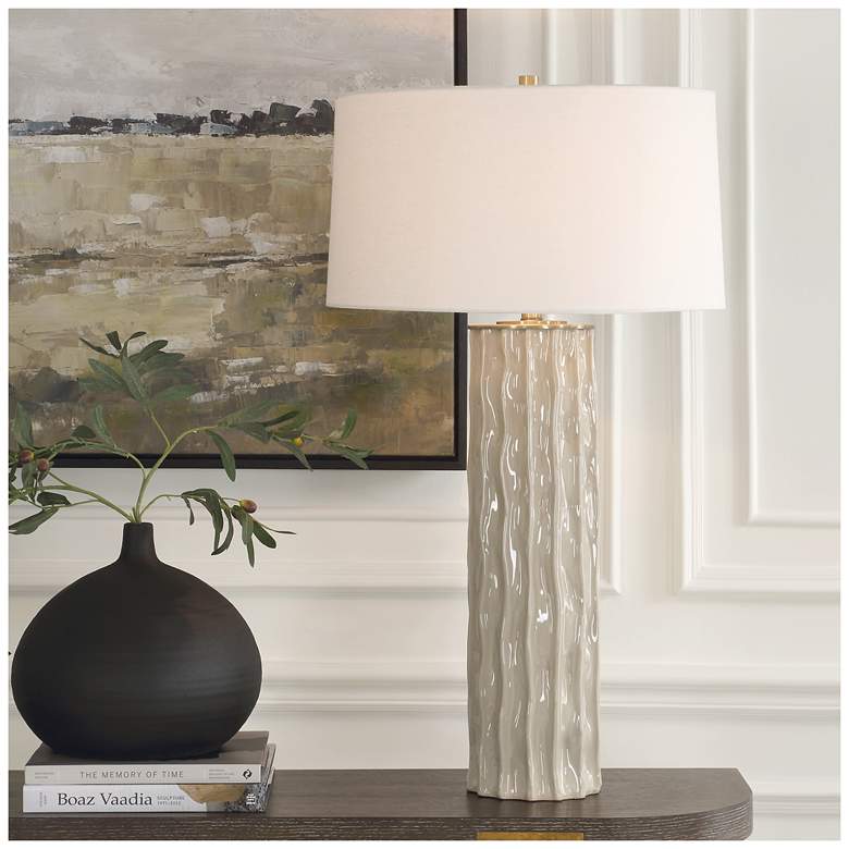 Image 1 Uttermost Parilli 35" Taupe Gray Ceramic Table Lamp