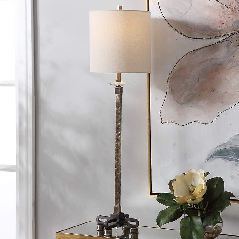 Image 1 Uttermost Parnell 33 3/4 inch Antiqued Brass Plated Buffet Table Lamp