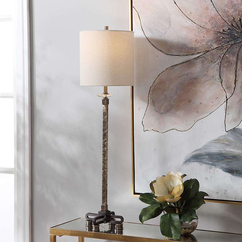 Image 1 Uttermost Parnell 33 3/4" Antiqued Brass Plated Buffet Table Lamp
