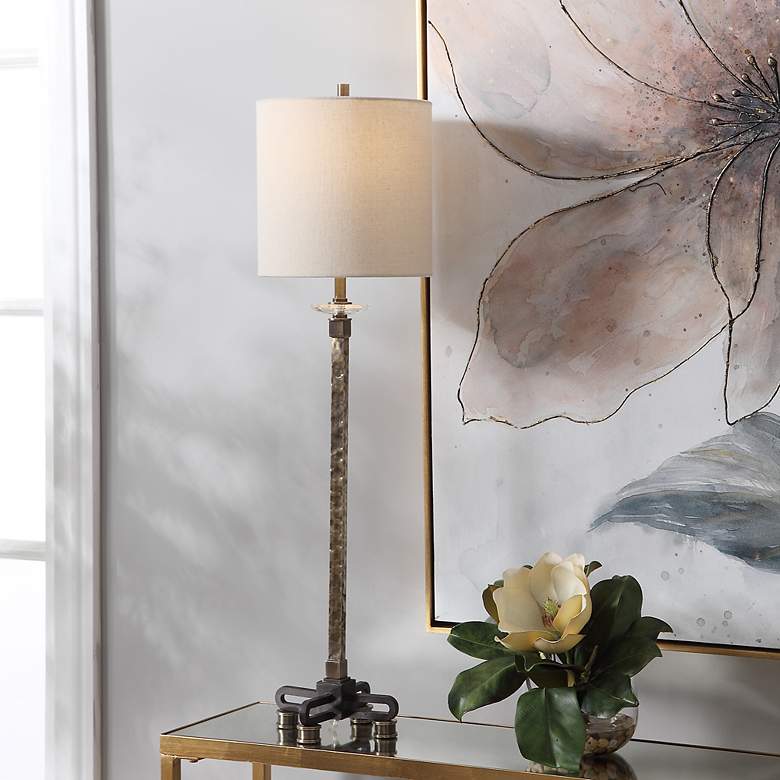 Image 1 Uttermost Parnell 33 3/4 inch Antiqued Brass Plated Buffet Table Lamp