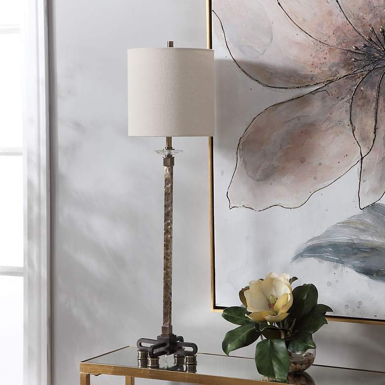 Image 4 Uttermost Parnell 33 3/4 inch Antiqued Brass Plated Buffet Table Lamp more views