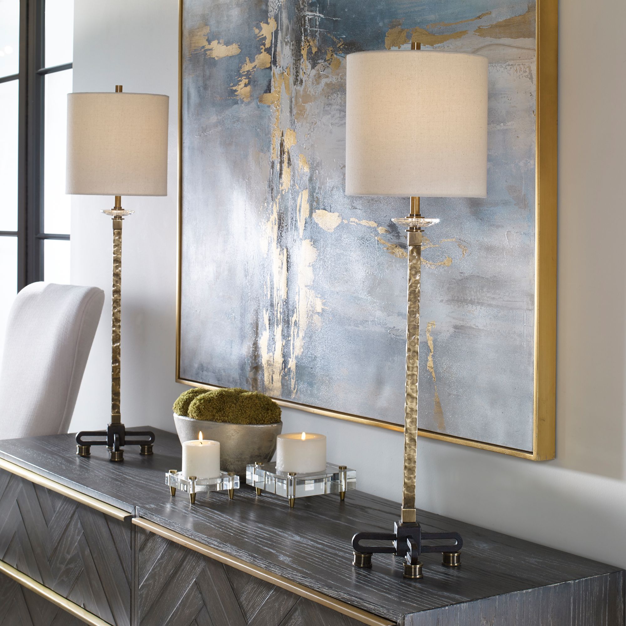 Uttermost Parnell 33 3/4" Antiqued Brass Plated Buffet Table Lamp