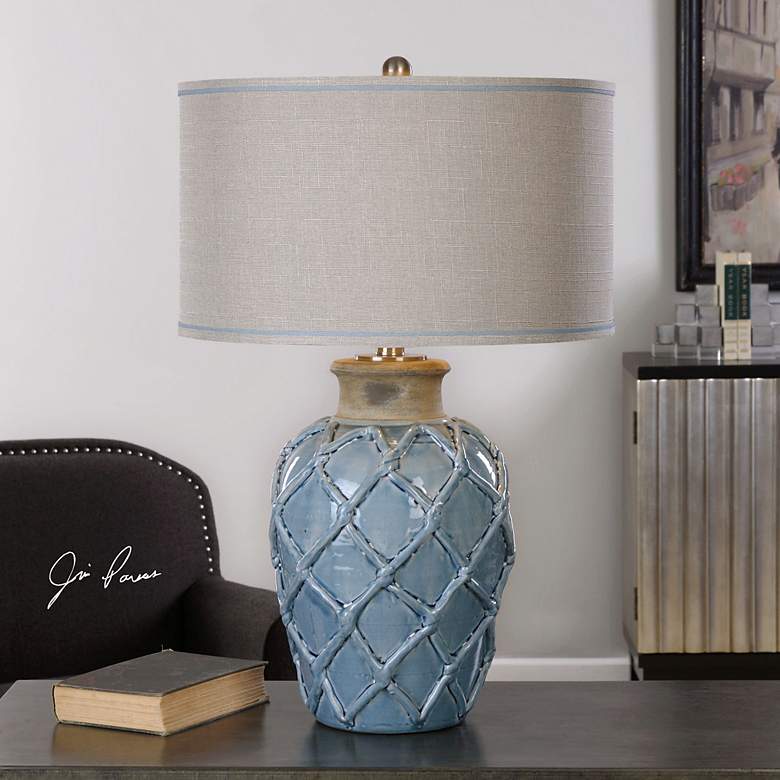 Image 3 Uttermost Parterre 30" High Hammock Pale Blue Ceramic Table Lamp more views