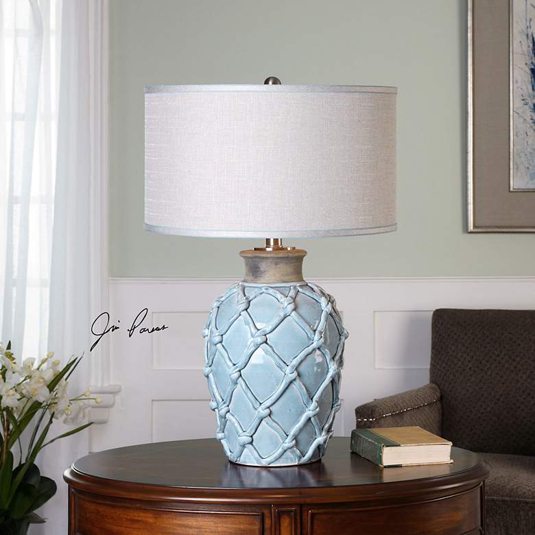 Image 4 Uttermost Parterre 30" High Hammock Pale Blue Ceramic Table Lamp more views