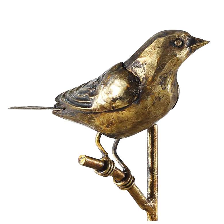 Image 3 Uttermost Passerines 13" Antique Gold Leaf Bird Figurines Set of 2 more views