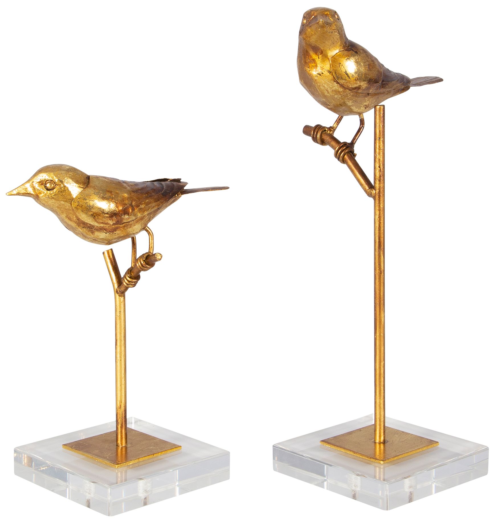 Image 6 Uttermost Passerines 13" Antique Gold Leaf Bird Figurines Set of 2 more views