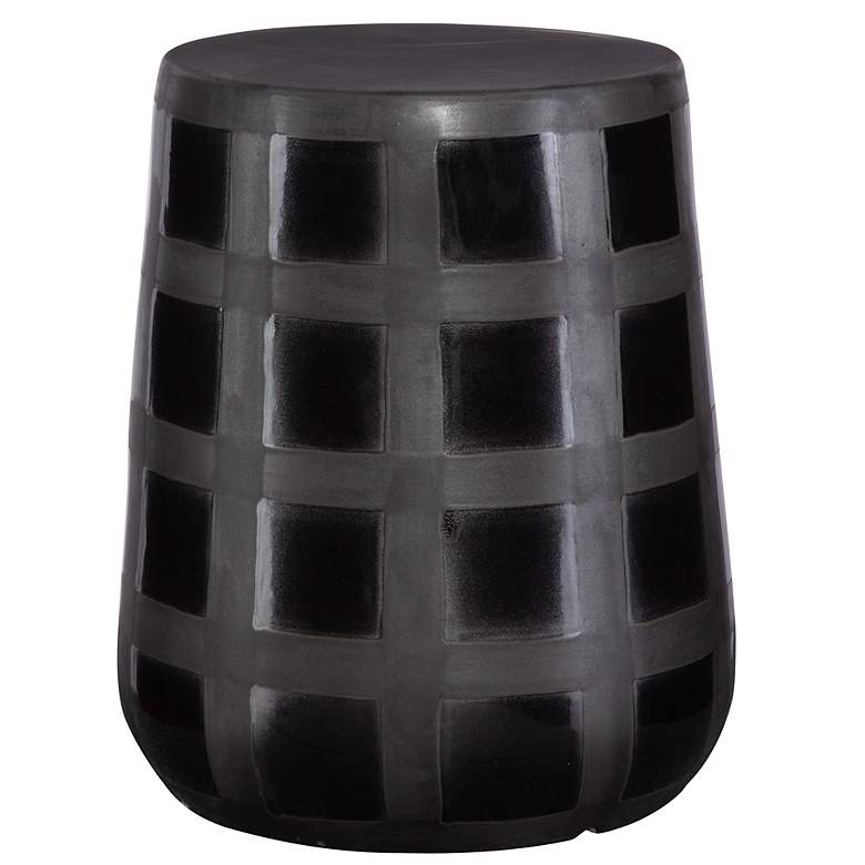 Image 2 Uttermost Patchwork 14.25" x 17" Black Earthenware Garden Stool
