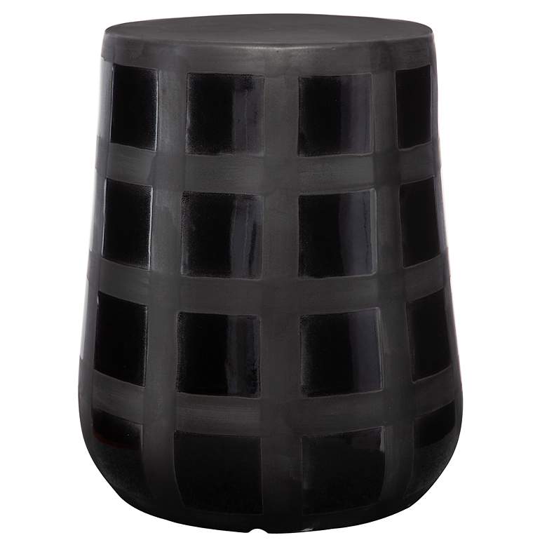 Image 3 Uttermost Patchwork 14.25" x 17" Black Earthenware Garden Stool more views
