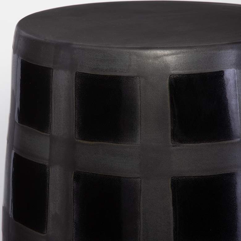 Image 4 Uttermost Patchwork 14.25" x 17" Black Earthenware Garden Stool more views