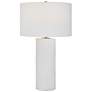 2_Uttermost Patchwork 27 1/2" Satin White Ceramic Cylinder Table Lamp
