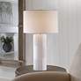 1_Uttermost Patchwork 27 1/2" Satin White Ceramic Cylinder Table Lamp
