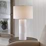 Uttermost Patchwork Satin White Ceramic Cylinder Table Lamp