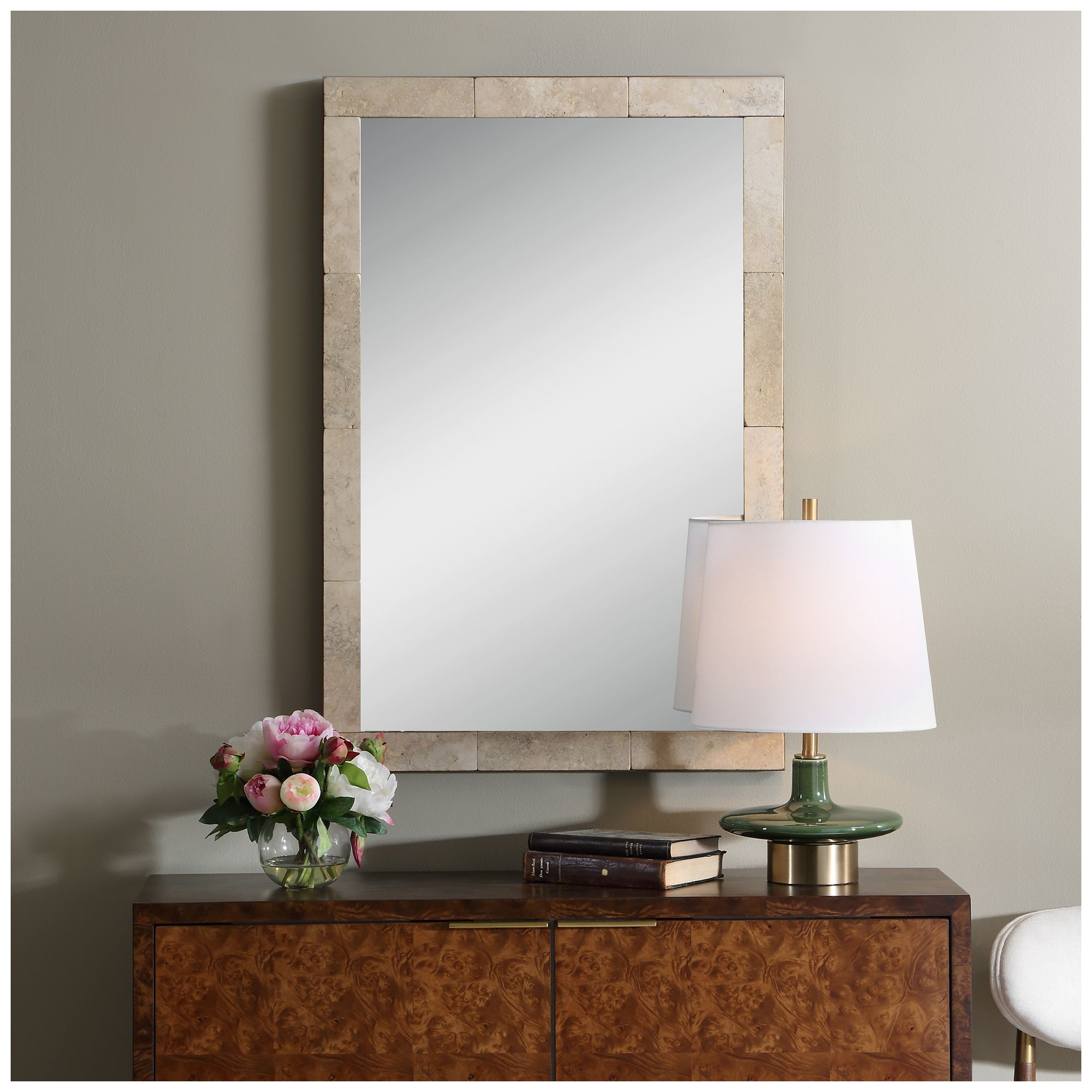 Image 2 Uttermost Pave 23 5/8" x 35 3/8" Travertine with Bronze Framed Wa more views