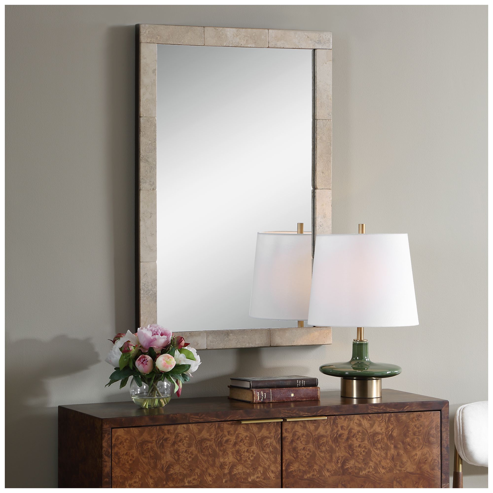 Image 3 Uttermost Pave 23 5/8" x 35 3/8" Travertine with Bronze Framed Wa more views
