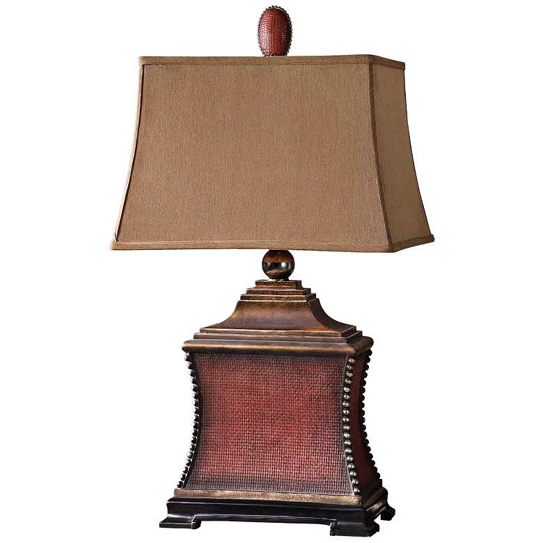 Image 2 Uttermost Pavia Aged Red Woven Texture Table Lamp