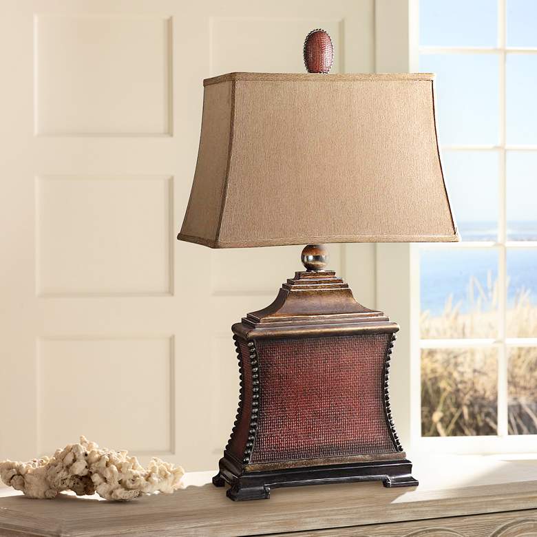 Image 1 Uttermost Pavia Aged Red Woven Texture Table Lamp