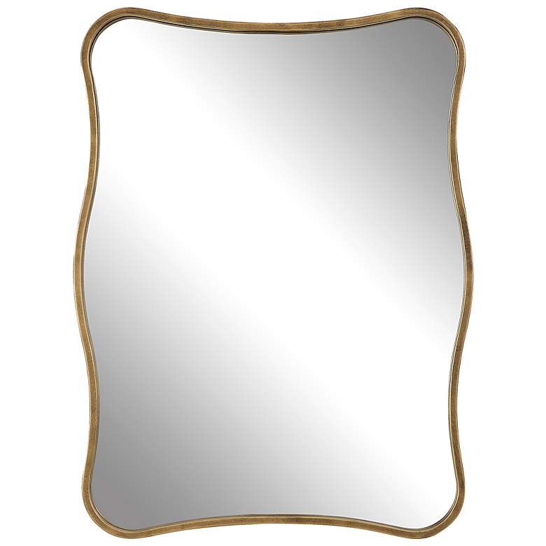 Image 3 Uttermost Pavia Antiqued Gold 28" x 36" Curvy Vanity Wall Mirror