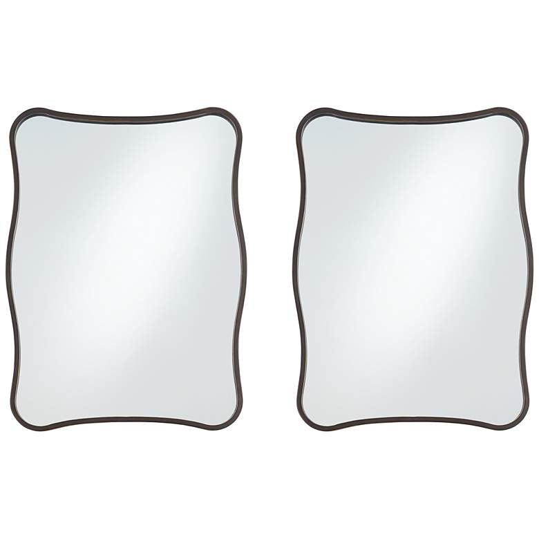 Image 1 Uttermost Pavia Dark Bronze 24" x 32" Curvy Wall Mirrors Set of 2