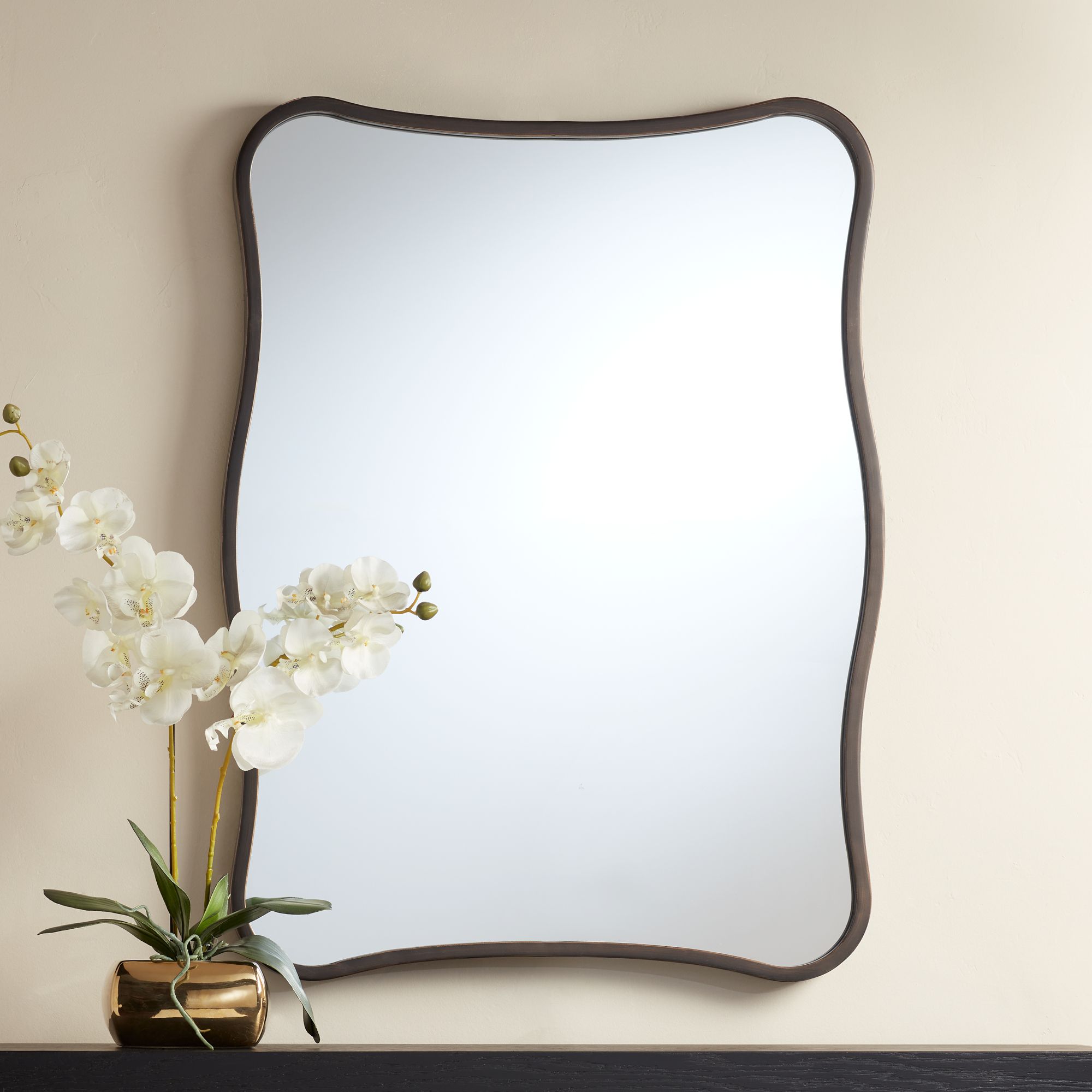 Uttermost Pavia Dark Bronze 24" x 32" Curvy Wall Mirrors Set of 2