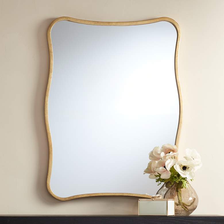 Image 2 Uttermost Pavia Gold Metal 24" x 32" Curvy Wall Mirror