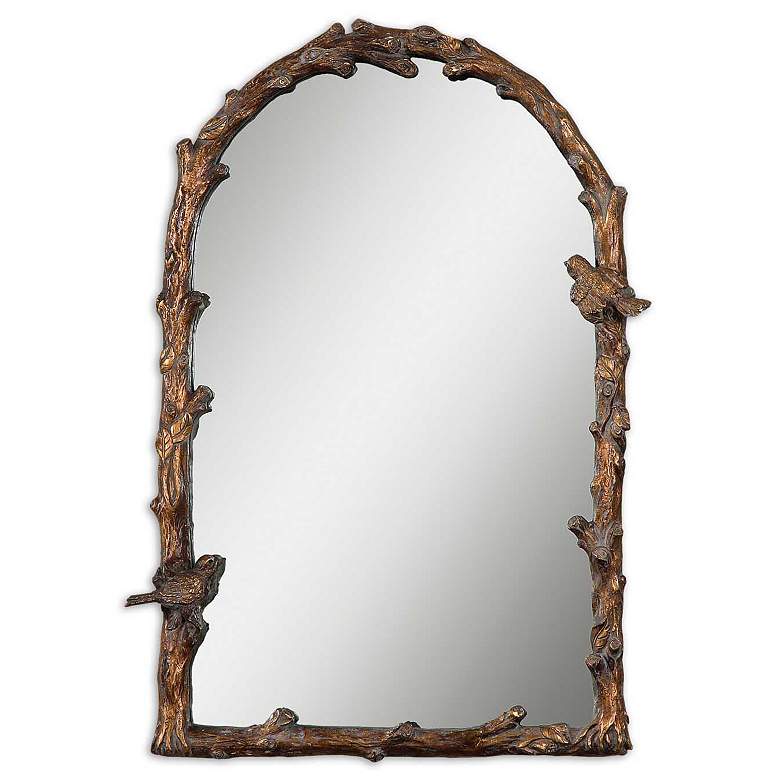 Image 2 Uttermost Paza Gold 26" x 37" Songbirds Arch Wall Mirror