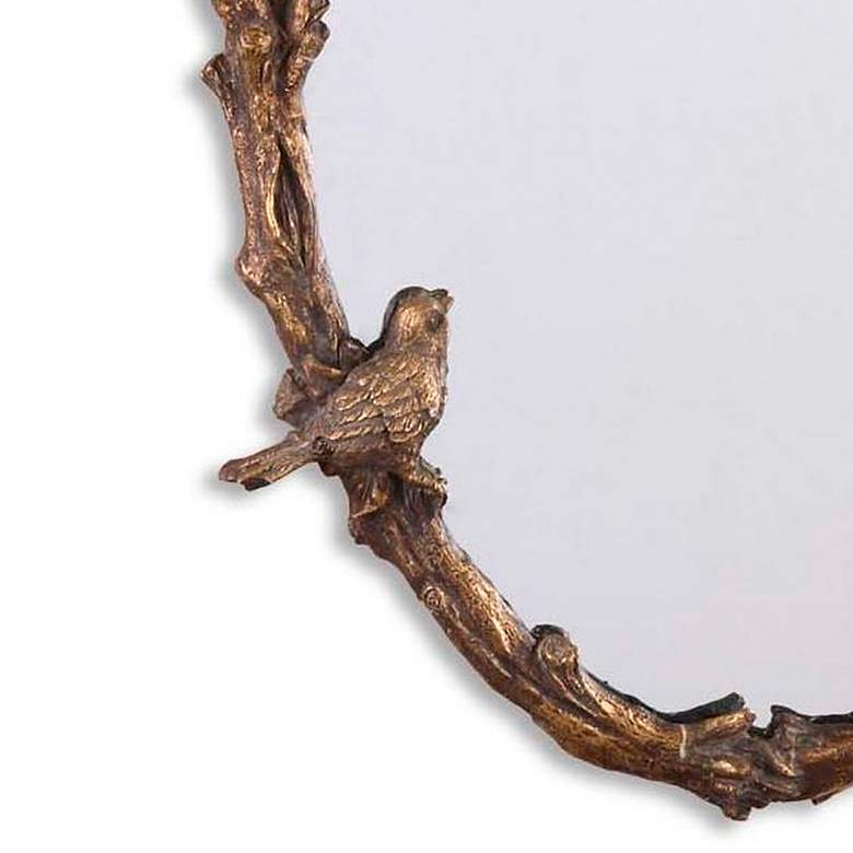 Image 4 Uttermost Paza Love Birds 34" High Antique Gold Leaf Oval Wall Mirror more views