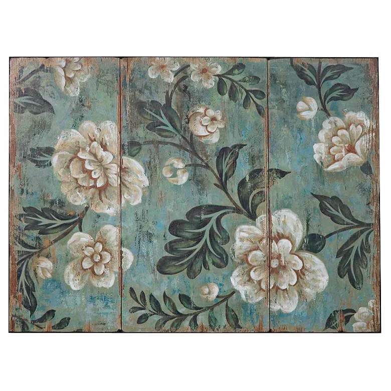 Image 1 Uttermost Peach and Aqua 40 inch Wide Floral Wall Art