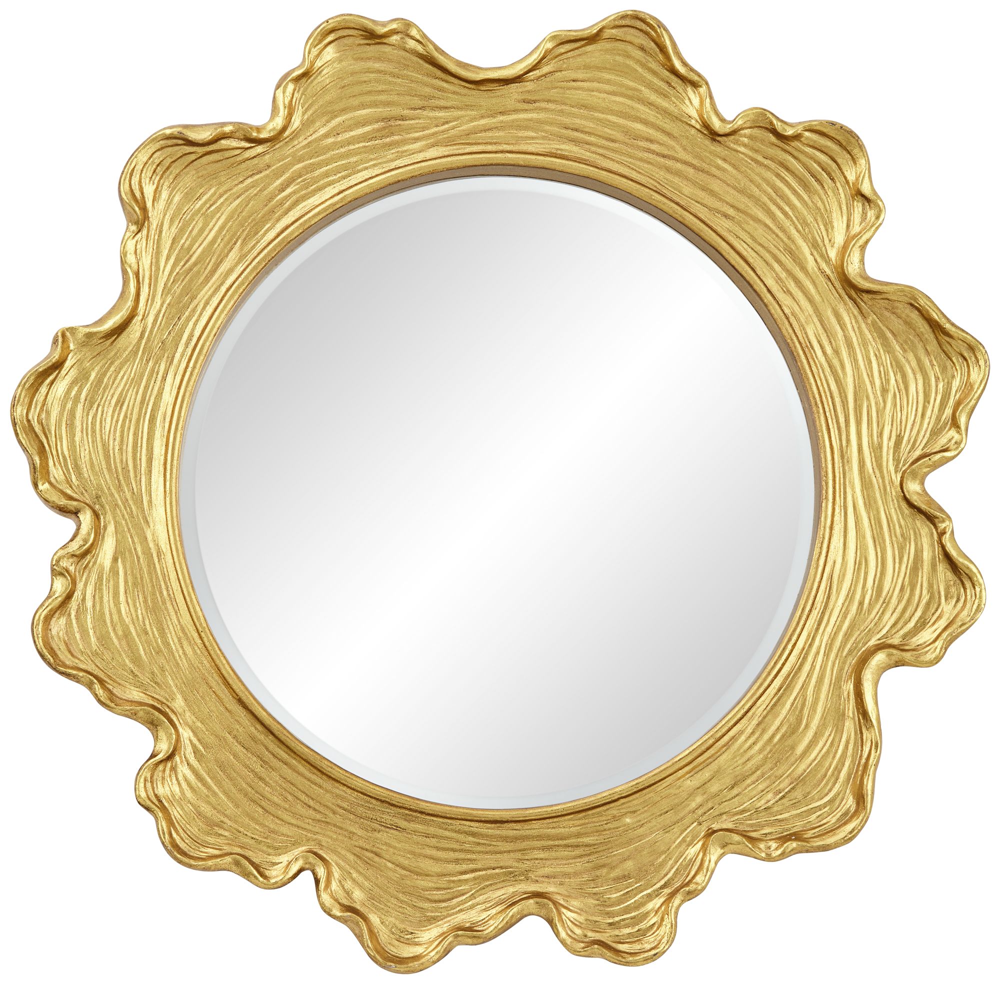 Uttermost Pearla Shiny Gold Leaf 32" Round Wall Mirror
